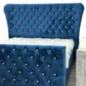 Royal Blue Bed with Butterfly Wingback Headboard