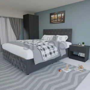 Grey Chesterfield Plush Velvet Divan Bed with Memory Orthopaedic Mattress and Headboard