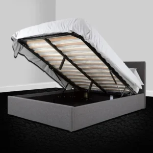 Grey Double Fabric Ottoman Storage Bed